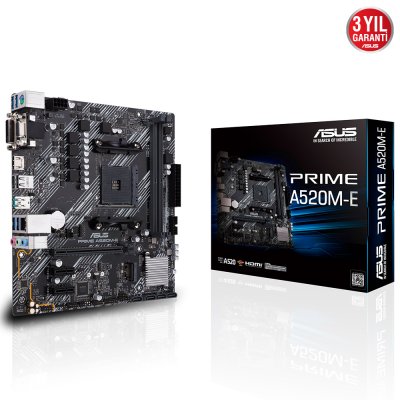 ASUS PRIME A520M-E AMD A520 AM4 DDR4 4400 HDMI DVI VGA M2 USB3.2 mATX