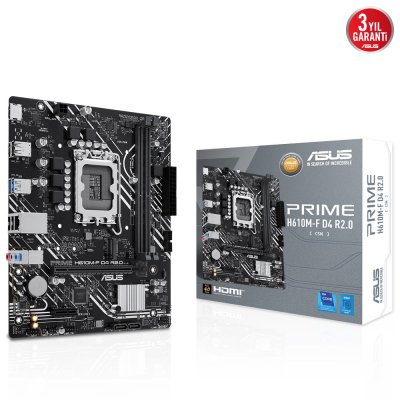 ASUS MB PRIME H610M-F D4 R2.0-CSM INTEL H610 LGA1700 DDR4 3200 HDMI M2 USB3.2 mATX ASUS 5X PROTECTION III Armoury Crate AI Suite 3