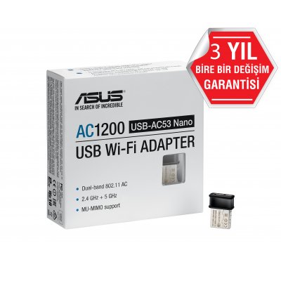 ASUS USB-AC53 NANO USB ADAPTÖRÜ AC1200 WIFI-5 DUAL-BAND