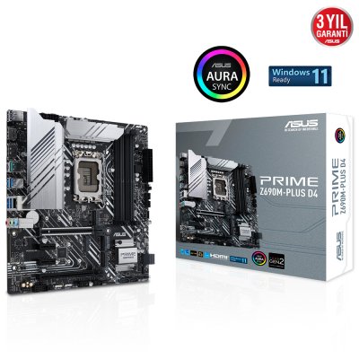 ASUS PRIME Z690M-PLUS D4 Intel Z690 LGA1700 DDR4 5333 DP HDMI 3x M2 USB3.2 AURA RGB mATX PCIe5.0, ASUS 5X PROTECTION III