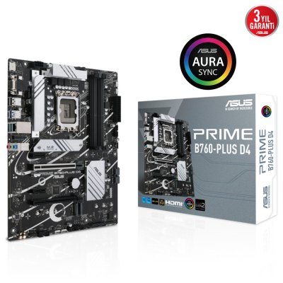ASUS MB PRIME B760-PLUS D4 Intel B760 LGA1700 DDR4 5066 DP HDMI VGA 3x M2 USB3.2 AURA RGB 2.5Gbit LAN ATX ASUS 5X PROTECTION III, Armoury Crate, AI Suite 3