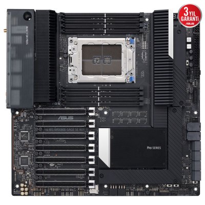 ASUS PRO WS WRX80E-SAGE SE WIFI II AMD WRX80 sWRX8 DDR4 4400 3x M2 USB3.2 WiFi 6E + BT 2 x 10Gbit LAN EATX 7 x PCIe 5.0 x16 SLOT 2048GB RAM DESTEGI ASMB9-iKVM UZAKTAN YONETIM